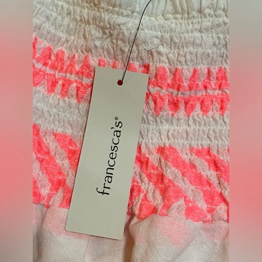 francesca's Bradi Geo Print Mini Skirt pink and white size L - Picture 9 of 10